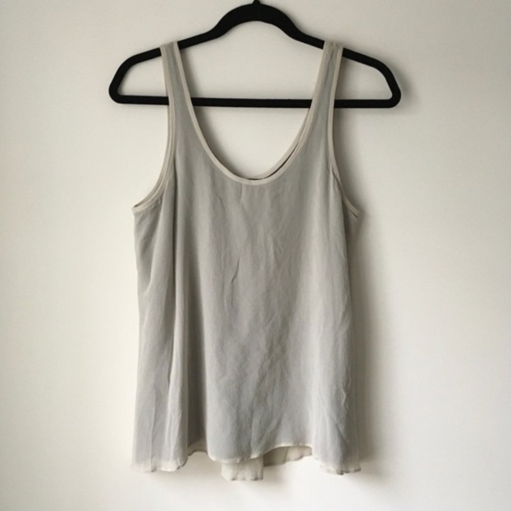 Theory Sleeveless Silk Top- Grey & Cream